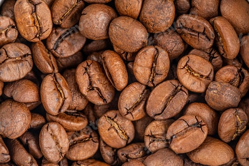 Preview: Closeup on coffee beans textured background