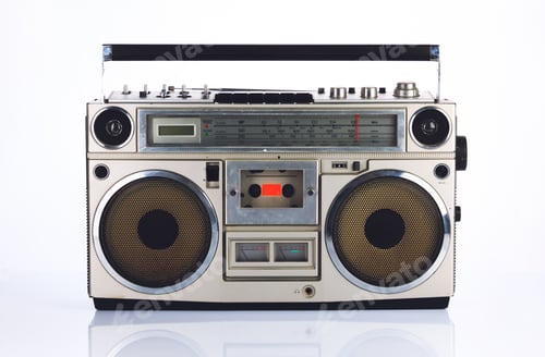 Preview: Stylish retro boombox on white