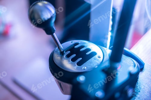 Preview: a simple abstract manual stick shift of a car gear box, auto eight speed shift, in the dark