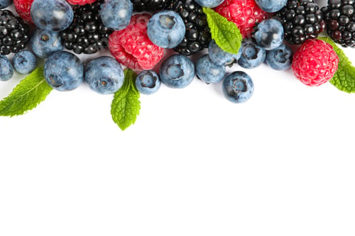 Preview: Fresh sweet berries isolated on white background, top view