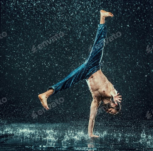 Preview: The male break dancer in water.