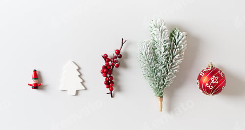 Preview: Merry christmas and happy new year background with red holidays item