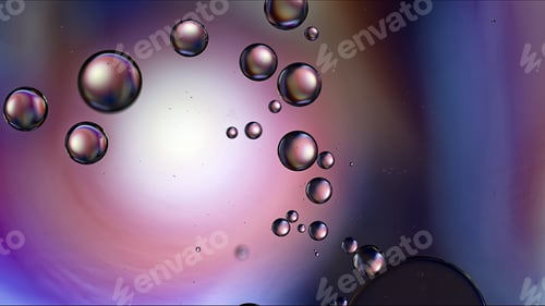 Preview: Abstract Colorful Food Oil Drops Bubbles and spheres Flowing on Water Surface