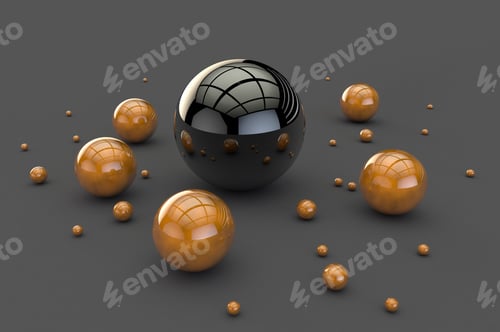 Preview: 3D balls with a glossy coating on a gray empty background