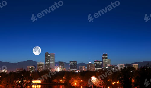 Preview: Denver Skyline with Moon