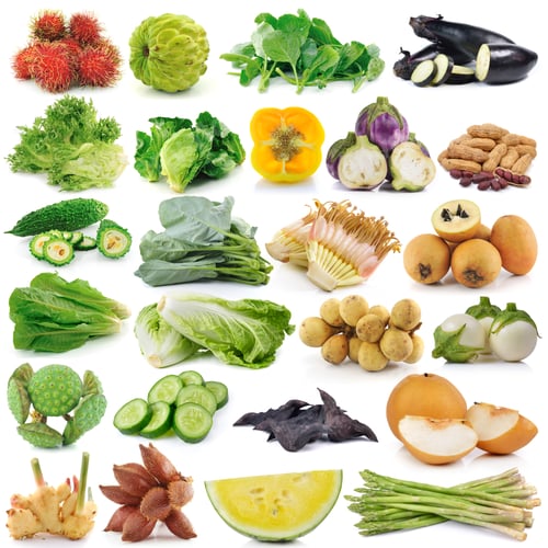 Preview: set of fruit and vegetable on white background