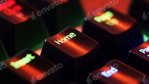 Preview: Macro shooting of the rgb computer keyboard with backlight.