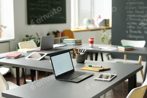 Preview: Laptop on desk in the classroom