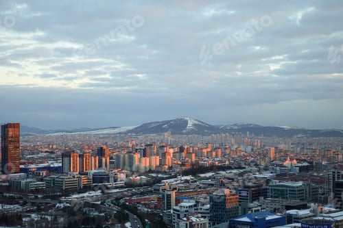 Preview: high angle view of snowfall in a Istanbul city