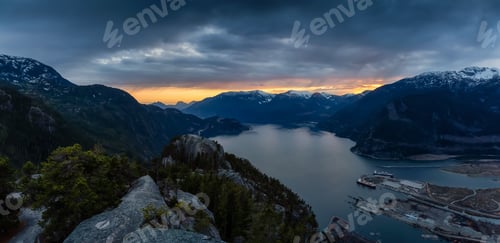 Preview: Scenic Landscape view of the Canadian Nature. Mountain Background