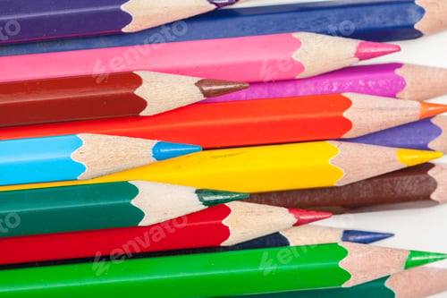 Preview: Education or back to school Concept. Close up macro shot of color pencil