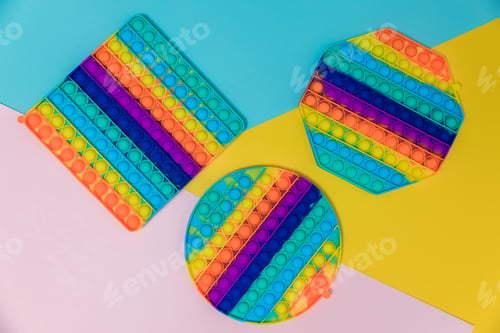 Preview: Colorful anti-stress fidget push pop it sensory toy for children.