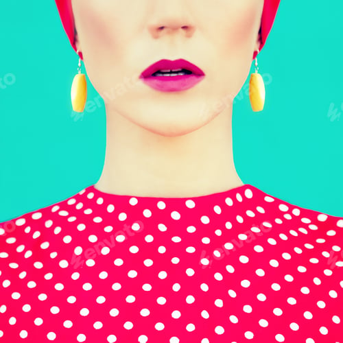 Preview: close-up portrait of retro girl on the blue background