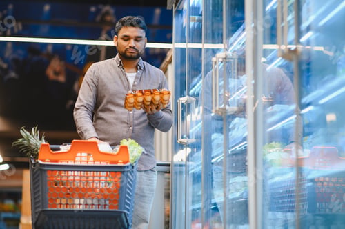 Preview: Man shopping for eggs in supermarket