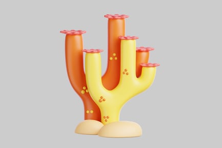 Visualização: Planta de cacto florescente de desenho animado