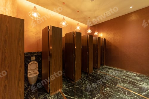 Preview: Public toilet, restroom. Interior decoration design