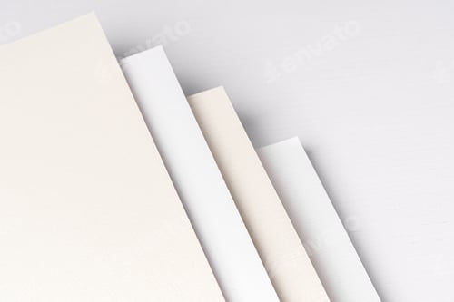 Preview: Pile of white carton paper sheets with copy space