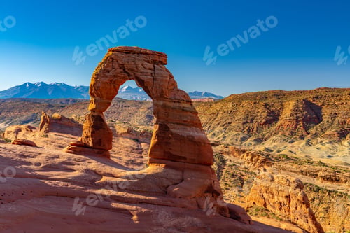 Preview: Aerial view of beautiful mountains in Arches National Park, UT, USA