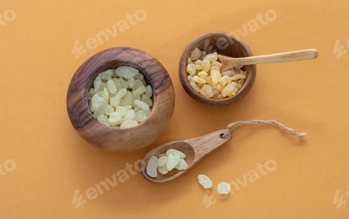 Preview: Chios mastic tears on orange color background