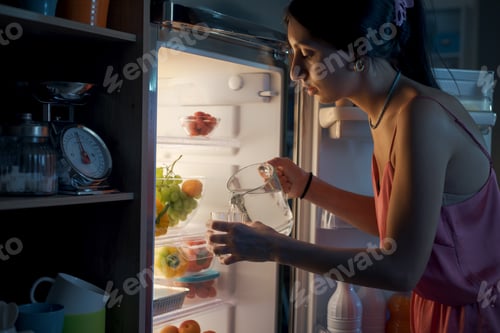 Preview: Woman Getting a Glass of Water at Night