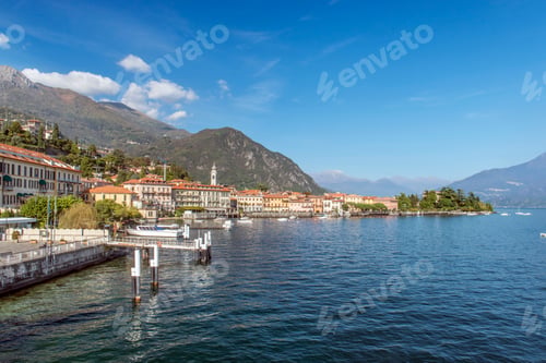 Preview: Lake Como and buildings in remote landscape, Menaggio, Como, Italy