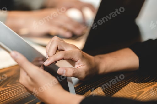 Preview: business communication technology concept, businessman person using digital pen to working on tablet