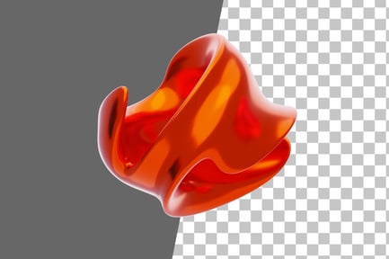 Preview: Orange Abstract Metalic Bending Shape 3D Icon
