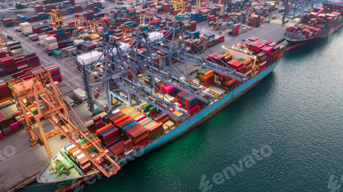 Preview: Container ship global business freight import export logistic transportation.