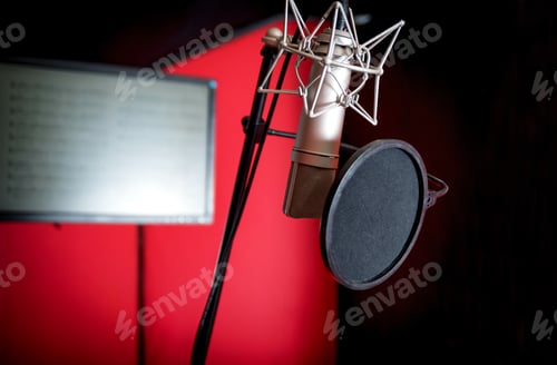 Preview: Professional microphone recording voice in music studio
