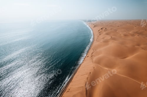 Preview: Aerial Drone, Where Desert Meets the Ocean, Sandwich Harbour, Namibia, Africa