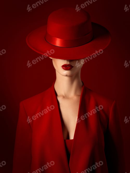 Preview: Vintage, fashion and woman in a suit or hat in studio with retro, style and edgy, confident or crea