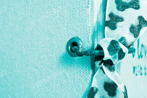 Preview: Abstract Fragment Of A Notebook With A Rough Textile Cover Closeup With A Connecting Ring And With