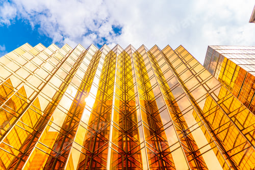 Preview: Golden tall buildings and glass reflections in Hong Kong Island Business concepts