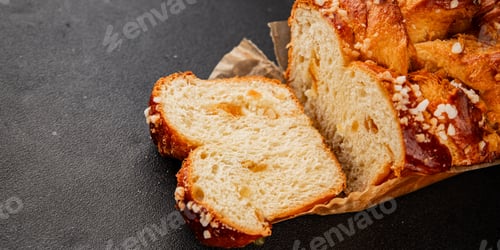 Preview: Brioche sweet baked dessert fluffy baked goods fresh delicious gourmet food background