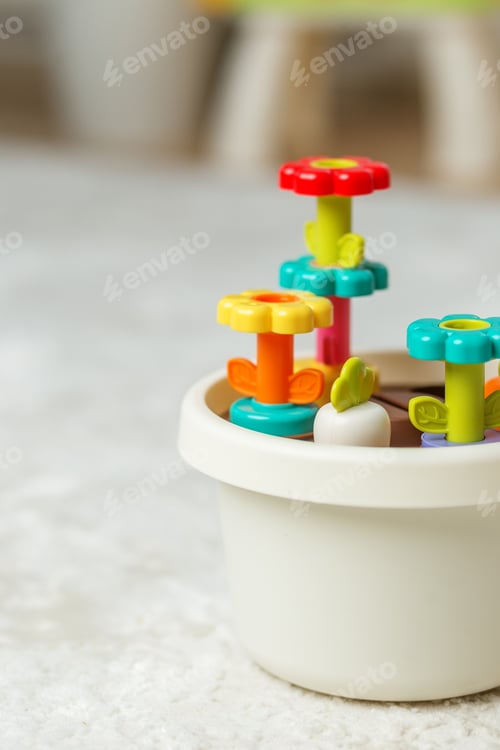 Preview: Colorful plastic flower pot toy for baby development