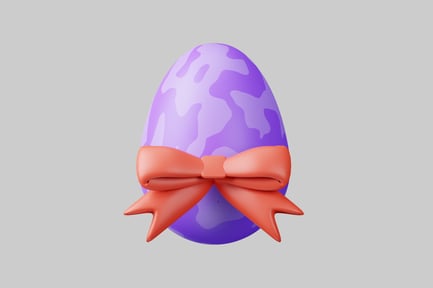 Preview: Purple egg with camouflage pattern and red bow
