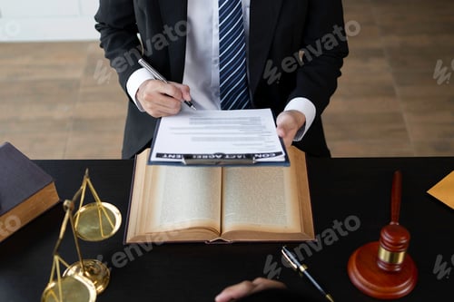 Preview: Businessman and lawyer discuss the contract document. Treaty of the law. Sign a contract business.