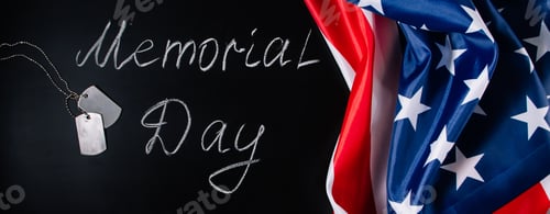 Preview: Memorial Day Flag and Dog Tags on Slate