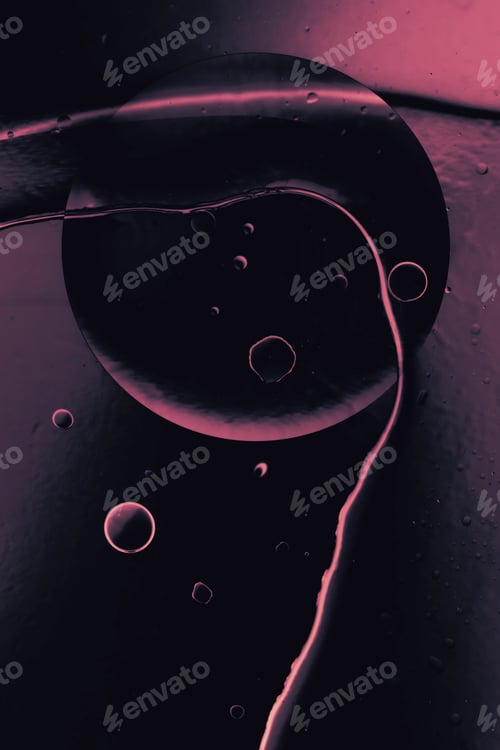 Abstract Bubbles with Dark Pink and Black Background