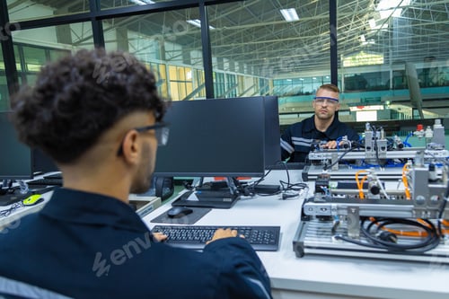 Aperçu: Robot engineers invent robots of the future that can replace humans.