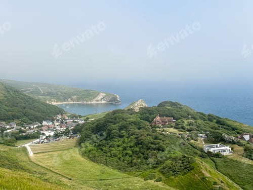 Preview: Lulworth Cove in Dorset, Jurassic Coast view, England, UK.