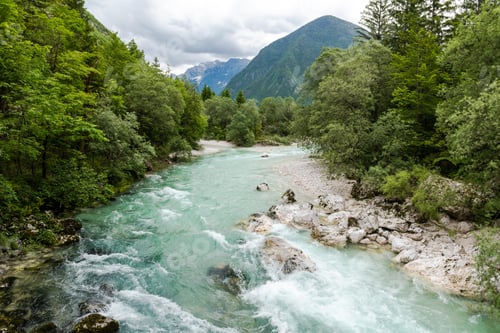 Preview: Emerald green clean water of Soca river in Slovenia