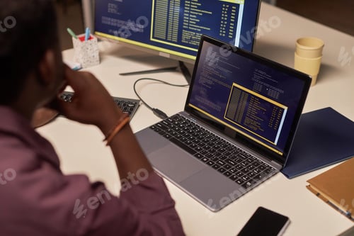 Preview: Developer working with codes on computer