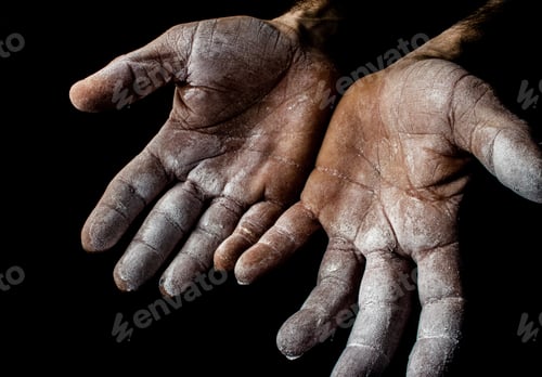 Preview: close-up of two hands with white powder
