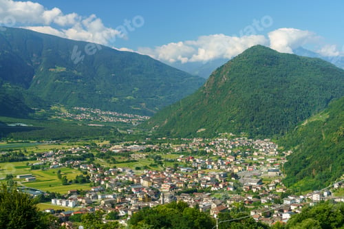 Preview: Panoramic view of Valtellina from Ardenno at summer