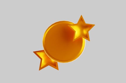 Visualização: Moeda de ouro com detalhes em estrelas