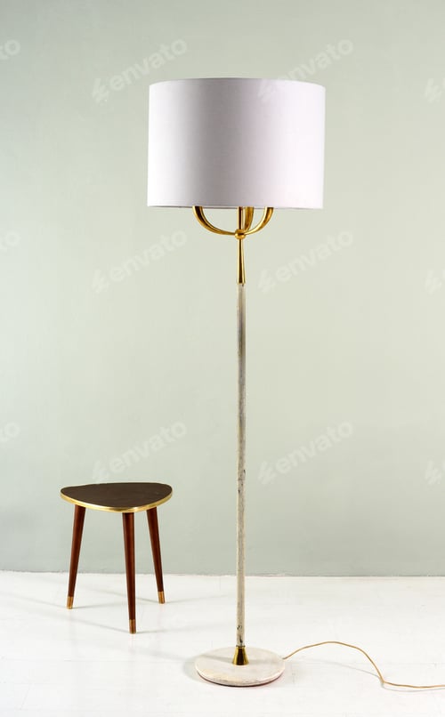 Preview: Electric floor lamp and tripod stool