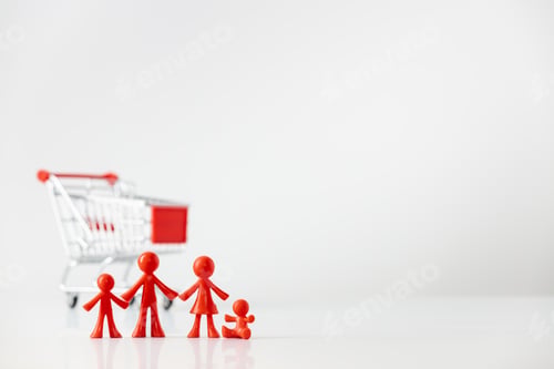 Preview: Red Family Shopping Near a Shopping Cart