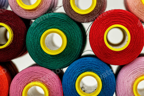 Preview: set of multi-colored spools of thread for sewing