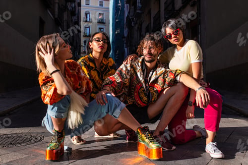 Preview: Stylish friends on city street